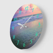 夕日の湾岸海域 ラージ壁時計 (傾斜)