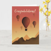 夕日の熱気球おめでとう カード (黄色い花)