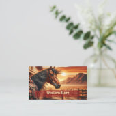 夕日の砂漠に美しい馬 名刺 (スタンド正面)