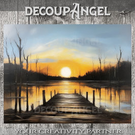 夕日の穏やかな水 – デコページ –  薄葉紙