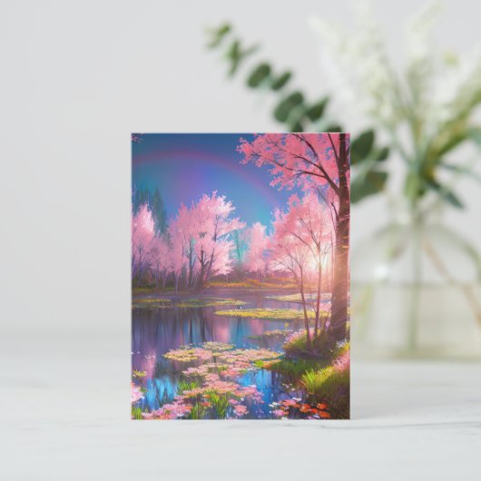 夕日の美しいが湿地で発表 ポストカード (スタンド正面)