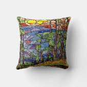 夕日の美しいステンドグラスの森 クッション (裏面)