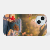 夕日の美しいティーカップ iPhone 15ケース (裏面横)