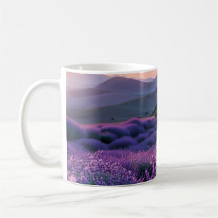 夕日の美しいラベンダー畑 コーヒーマグカップ