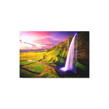 夕日の美しい滝自然写真