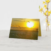 夕日の美しい野鳥と景観 カード (黄色い花)