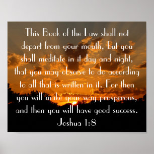 夕日の聖書の聖句Joshua 1:8 ポスター