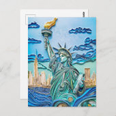 夕日の自由の女神 ポストカード (正面/裏面)