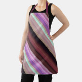 夕日の花ピンク、バーガンディ、紫のストライプ花 エプロン (インサイチュ)