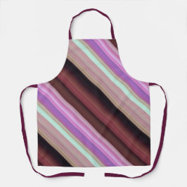 夕日の花ピンク、バーガンディ、紫のストライプ花 エプロン
