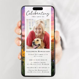 夕日の花フォト葬儀デジタルイベント 招待状