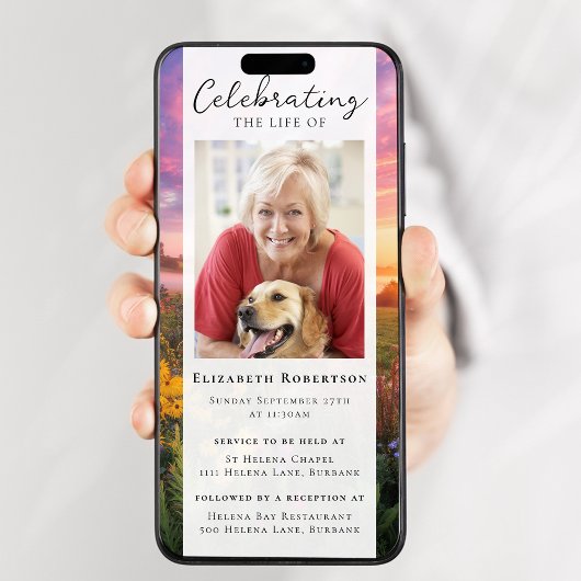 夕日の花フォト葬儀デジタルイベント 招待状