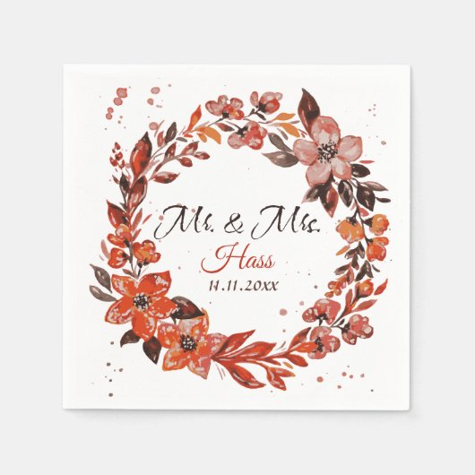 夕日の花 スタンダードカクテルナプキン (正面)