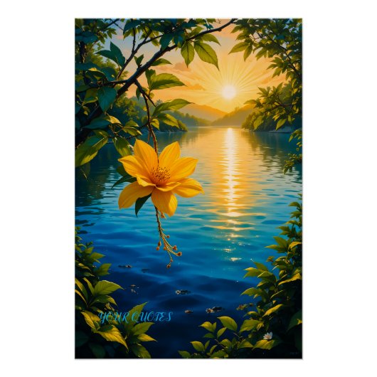 夕日の金色の花 - 印象派の自然芸術 ポスター (正面)