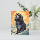 夕日の間に山のチベットのテリア ポストカード (スタンド正面)