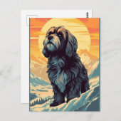 夕日の間に山のチベットのテリア ポストカード (正面/裏面)