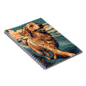 夕日の間に熱帯ビーチでゴールデンレトリバー ノートブック (右側)