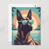 夕日の間に熱帯ビーチでベルギーのマリノワ ポストカード (正面/裏面)