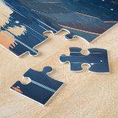 夕日の間の雪の多い山の中でハスキー ジグソーパズル (側面)