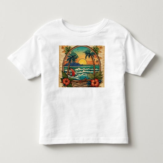 夕日の静謐なビーチシーンTシャツ» トドラーTシャツ (正面)