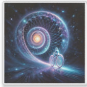 夕日の馬の走鮮やかな水色 シール (正面)