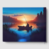 夕日の魚釣りでボートに乗った男 ゲストブック (裏面)