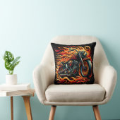 夕日を通して走る炎のオートバイ鮮やかス クッション (椅子)