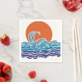 夕日カラフルが美しい海波 スタンダードカクテルナプキン (インサイチュ)