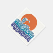 夕日カラフルが美しい海波 スタンダードカクテルナプキン (角)