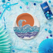 夕日カラフルが美しい海波 ペーパープレート (パーティー)