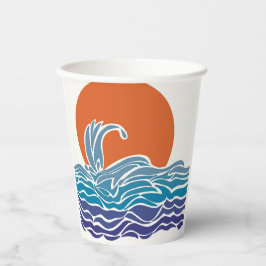 夕日カラフルが美しい海波 紙コップ
