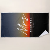 夕日モダンの水準化脚本 ビーチタオル (正面)