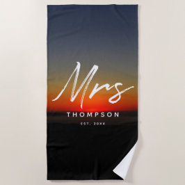 夕日モダンの水準化脚本 ビーチタオル