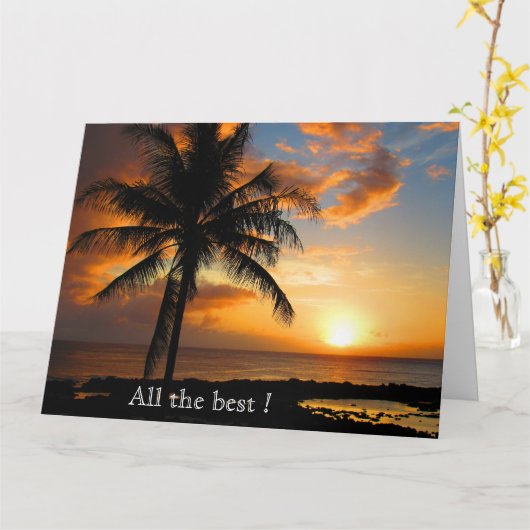 夕日最高ののヤシ カード (黄色い花)