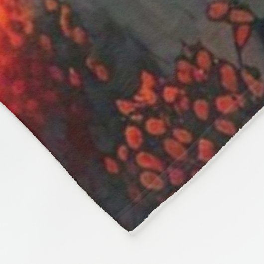 夕日絵を描とコテージと湖–66633 フリースブランケット (角)