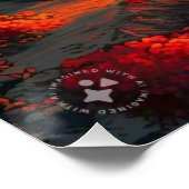 夕日絵を描とコテージと湖–66633 ポスター (コーナー)