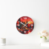 夕日絵を描とコテージと湖–66633 ラウンド壁時計 (ホーム)