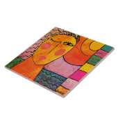 夕日絵を描の抽象芸術の女 タイル (側面)