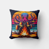 夕日遊の焚き火のそばのタコのドラム クッション (正面)