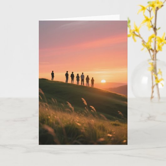 夕日 カード (黄色い花)