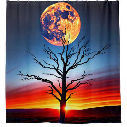 夕日 シャワーカーテン (正面)