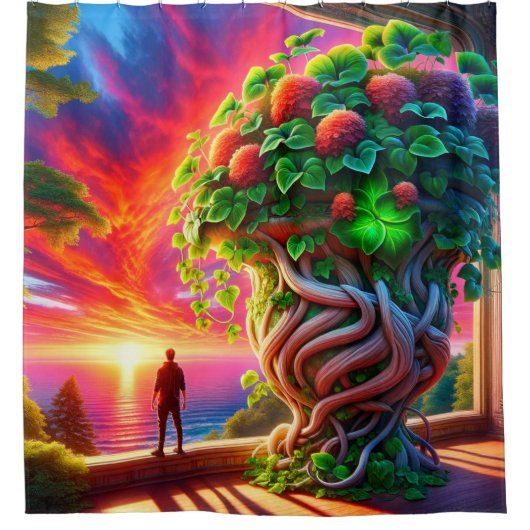 夕日 シャワーカーテン (正面)