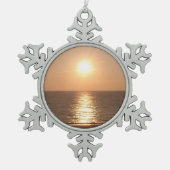 夕日 スノーフレークピューターオーナメント (正面)