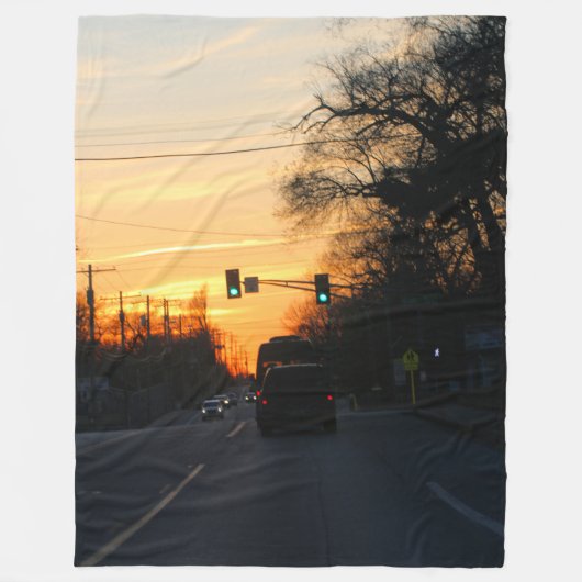 夕日 フリースブランケット (正面)