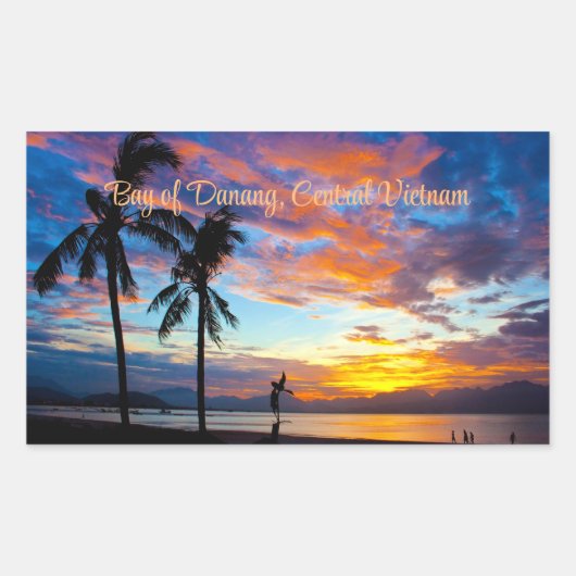 夕日、ベトナム中部、ダナン湾、 長方形シール (正面)