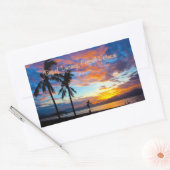 夕日、ベトナム中部、ダナン湾、 長方形シール (封筒)