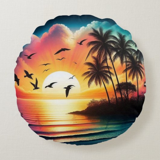 夕日 ラウンドクッション (正面)