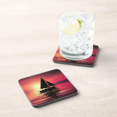 夕日、海のセーリングボート–39186 コースター (右側)