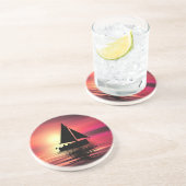 夕日、海のセーリングボート–39186 コースター (側面)