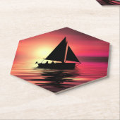夕日、海のセーリングボート–39186 ペーパーコースター (アングル)